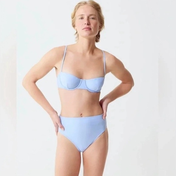 J. Crew Women’s Balconette Underwire Bikini Top BX612 Size 40D In Blue NWT - Picture 2 of 7